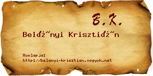 Belányi Krisztián névjegykártya